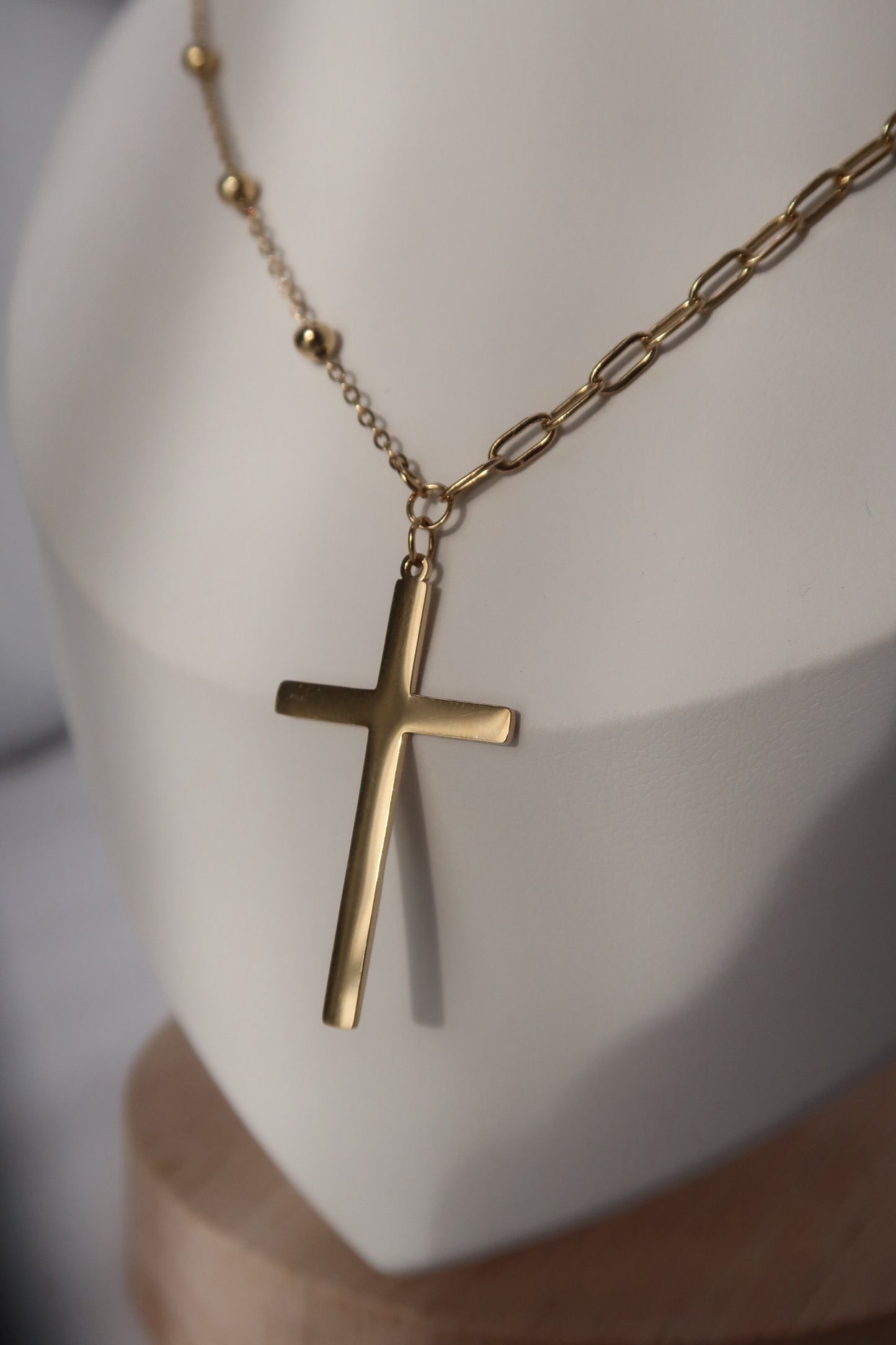 Beaded Link Cross Necklace