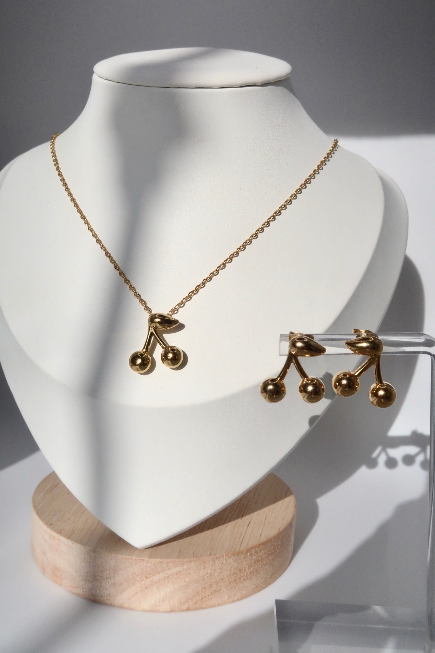 Cherry Necklace & Earrings Set GOLD
