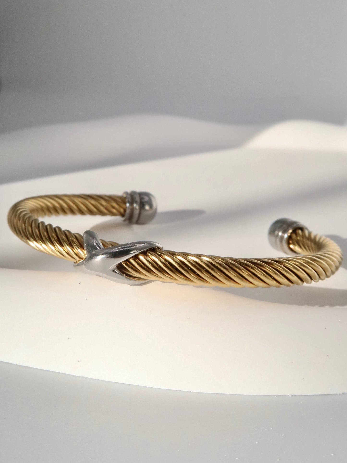 Dual-Tone Twist Cuff Bracelet