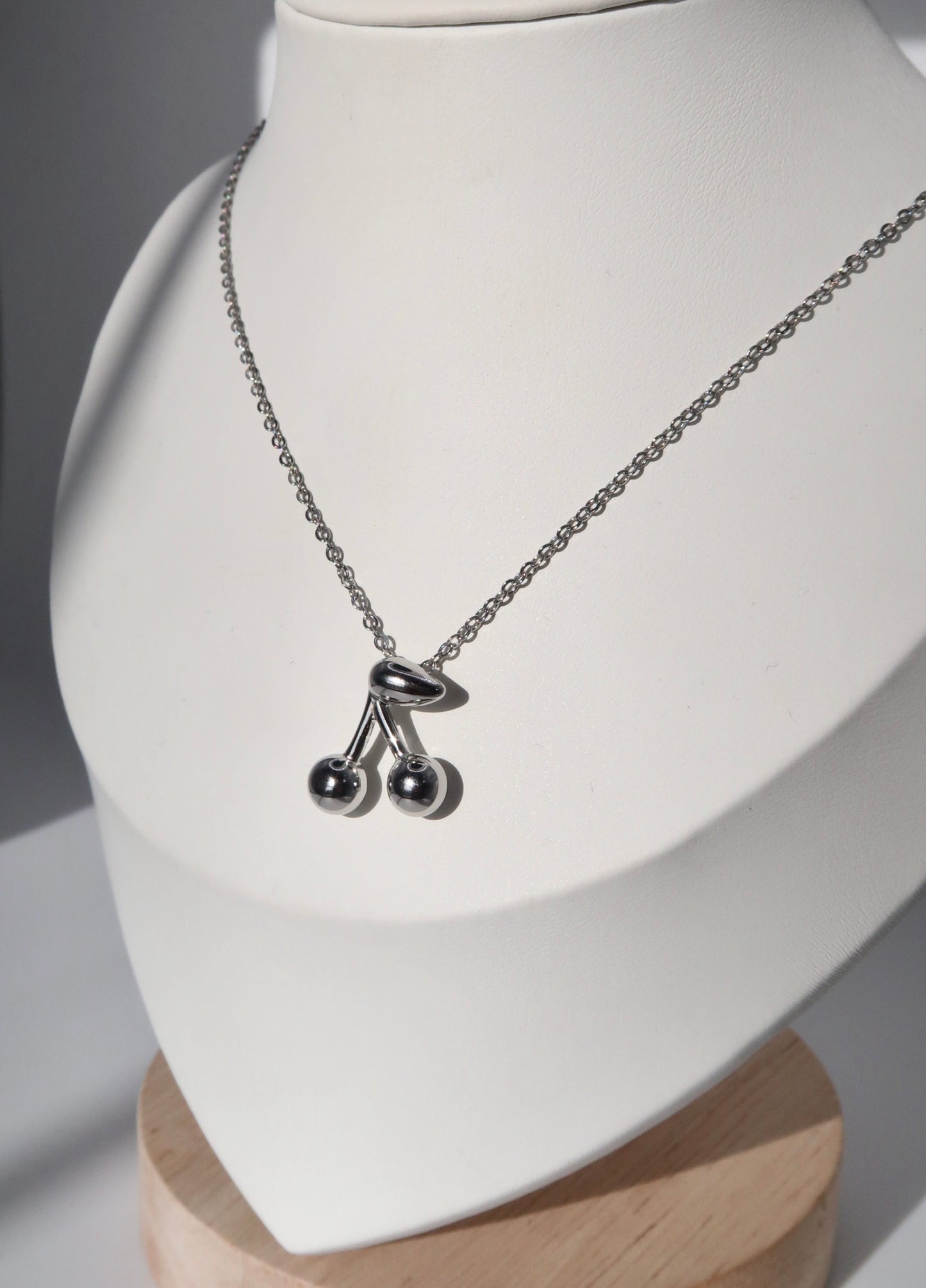 Cherry Necklace & Earrings Set SILVER