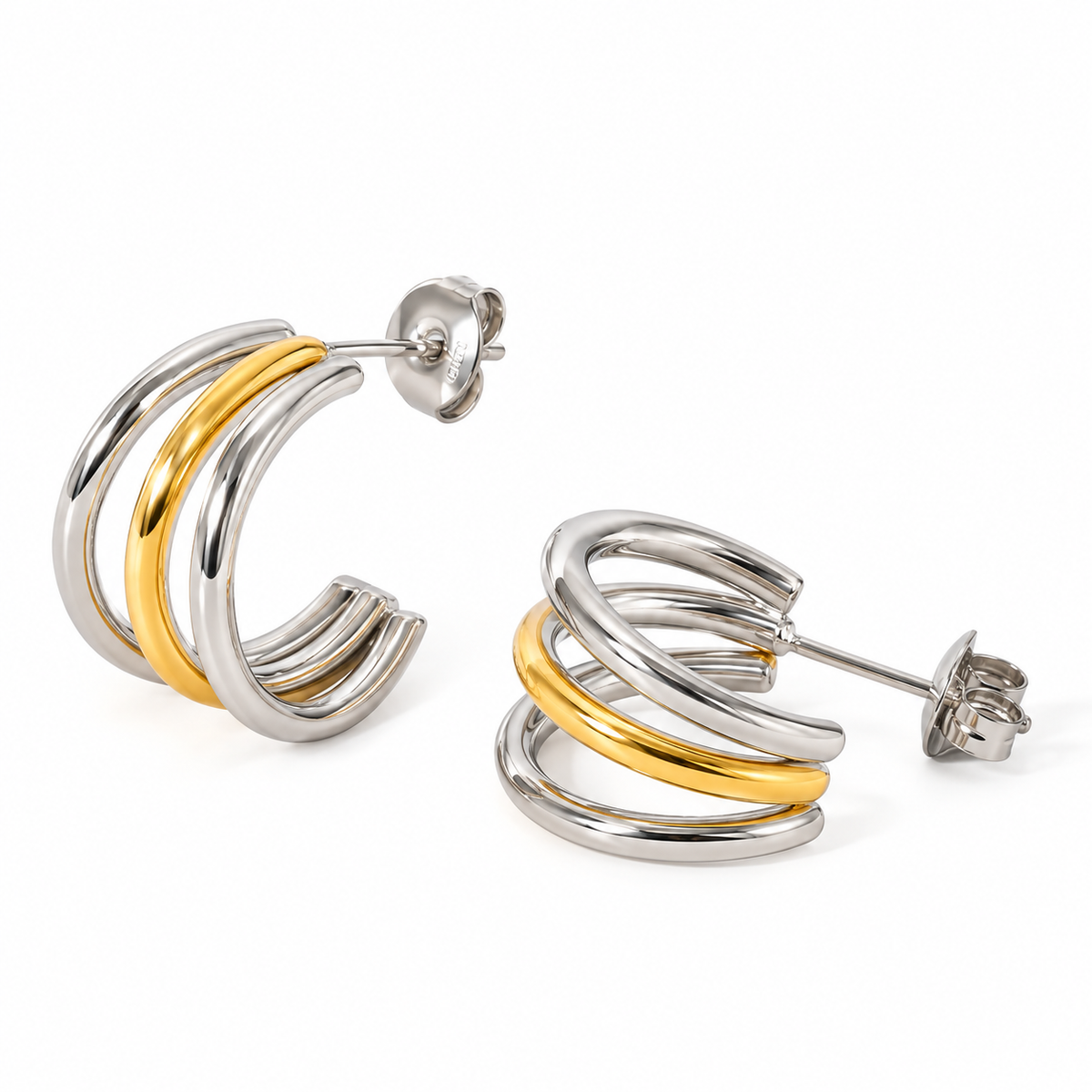 trio duo tone earring