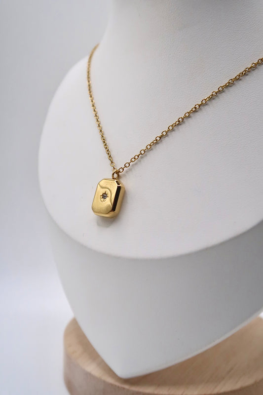 Rectangular Zircon Pendant Necklace