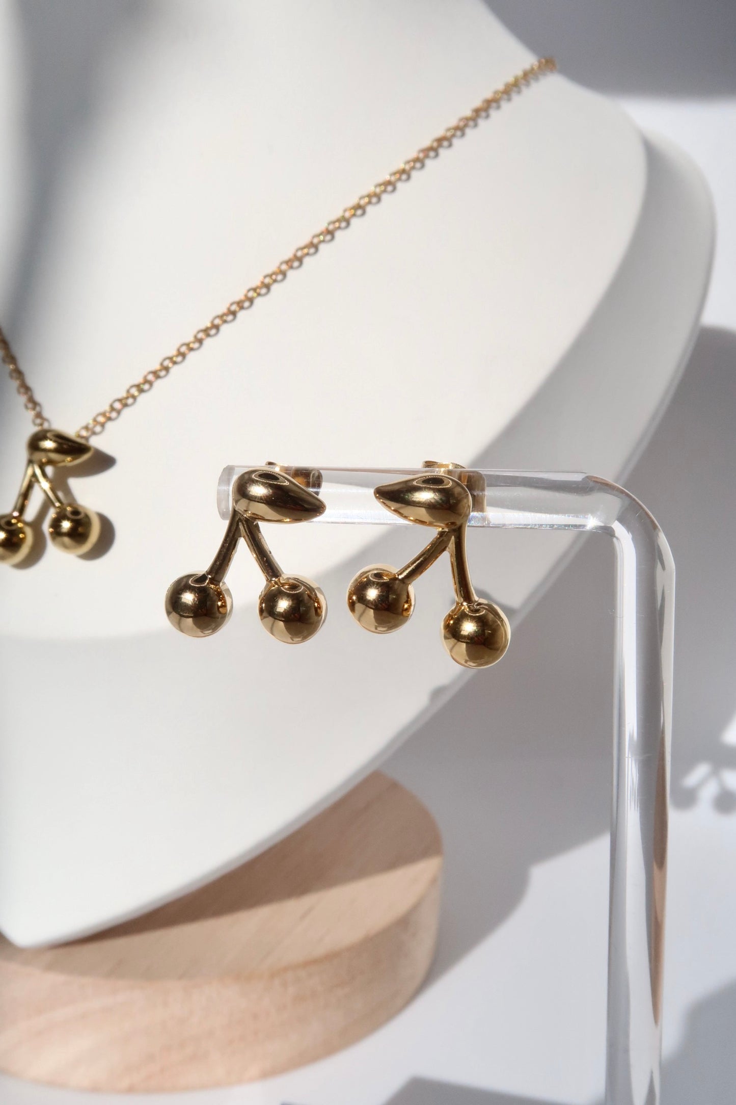 Cherry Necklace & Earrings Set GOLD
