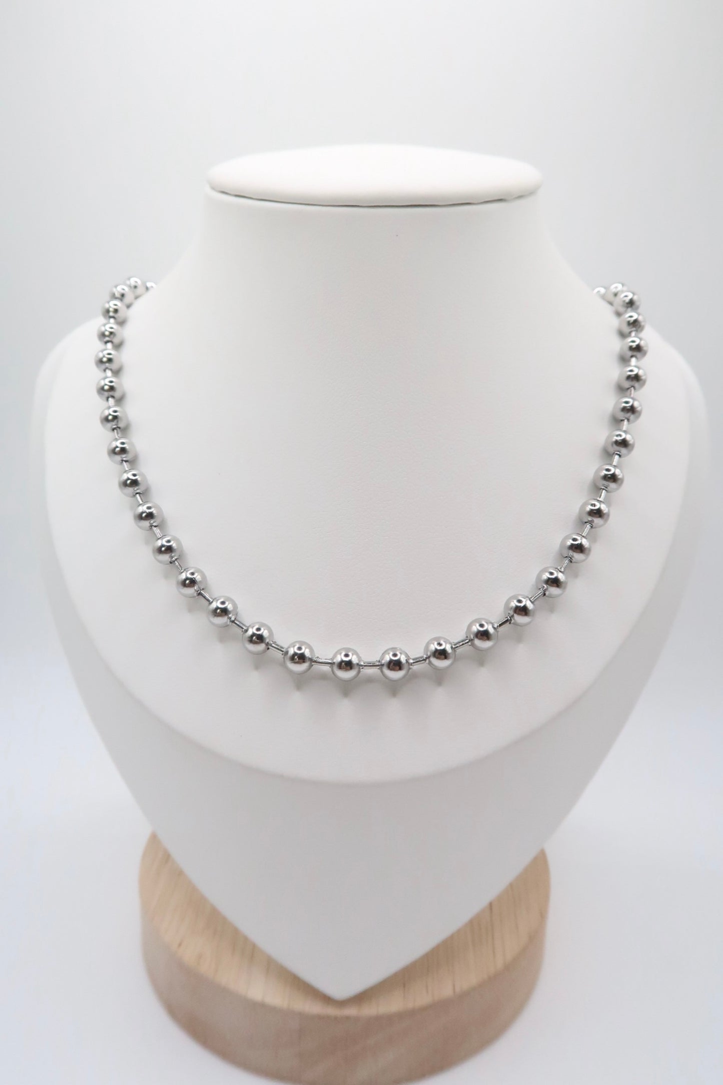 Luna Beaded Silver Necklace