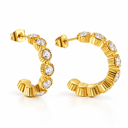 half moon cz earrings