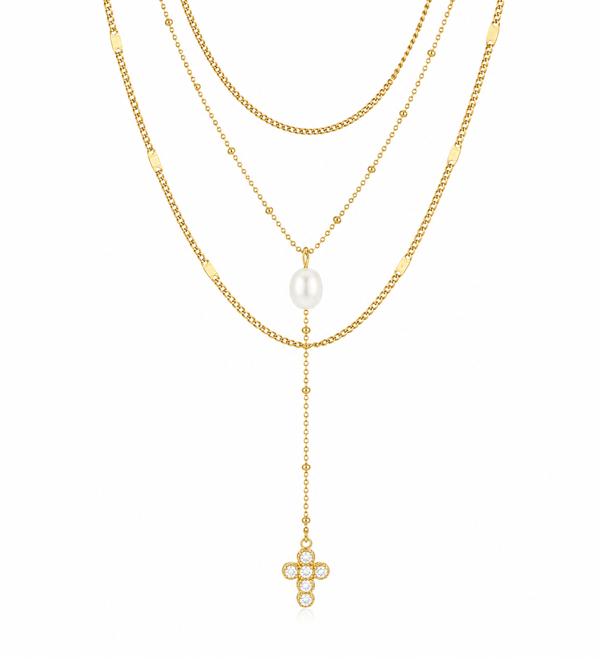 Layered Dainty Cross Necklace