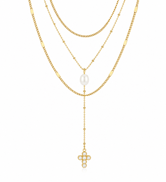 Layered Dainty Cross Necklace