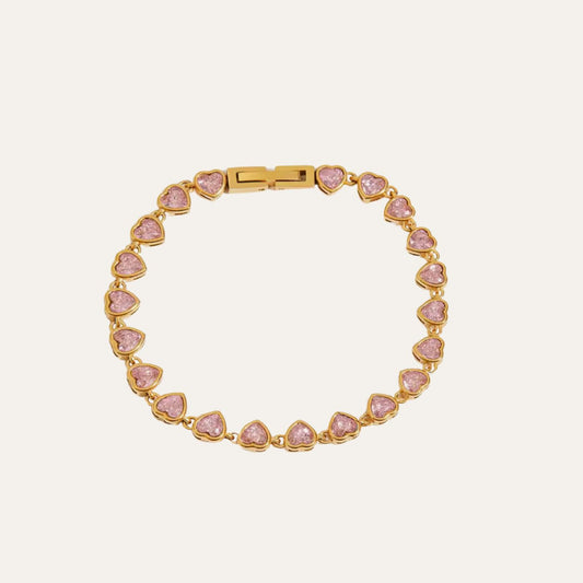 Pink Heart Tennis Bracelet