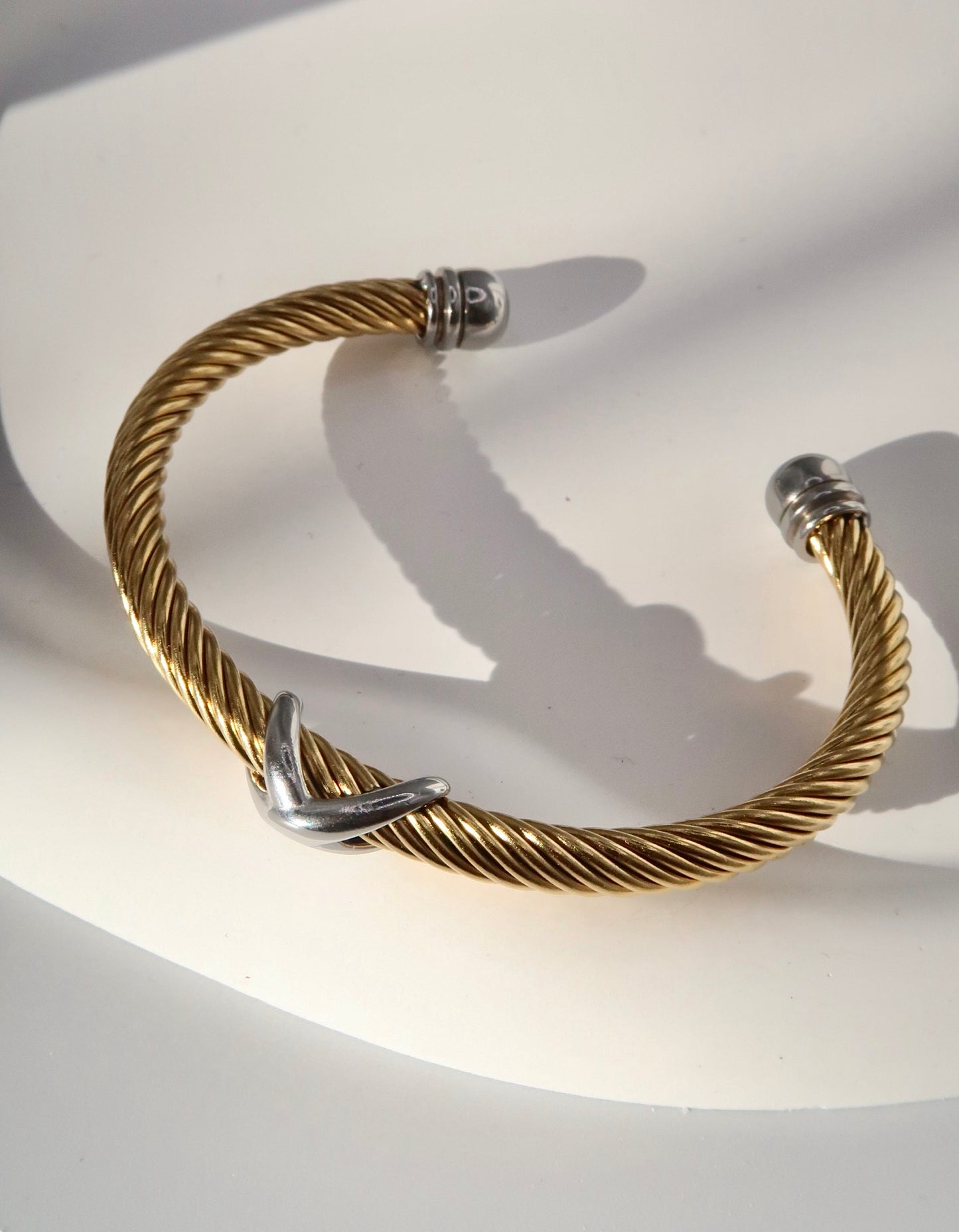 Dual-Tone Twist Cuff Bracelet