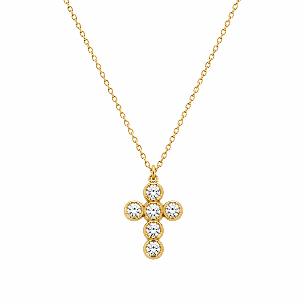 round cz cross necklace