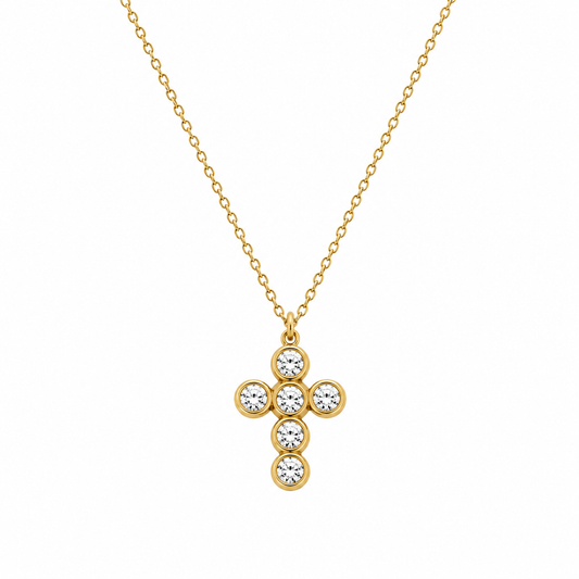 round cz cross necklace