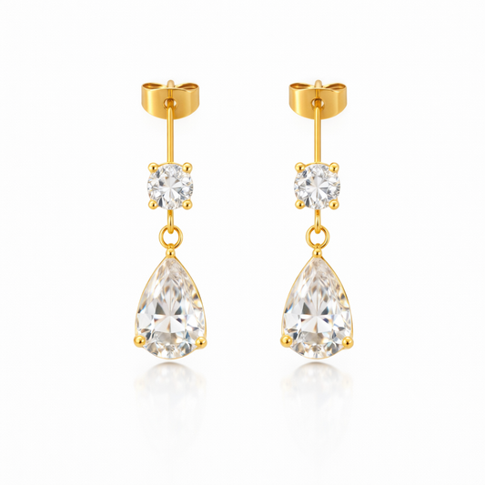 Pear Drop Cz Earring