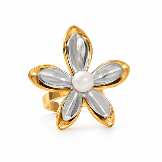 duo tone flower ring