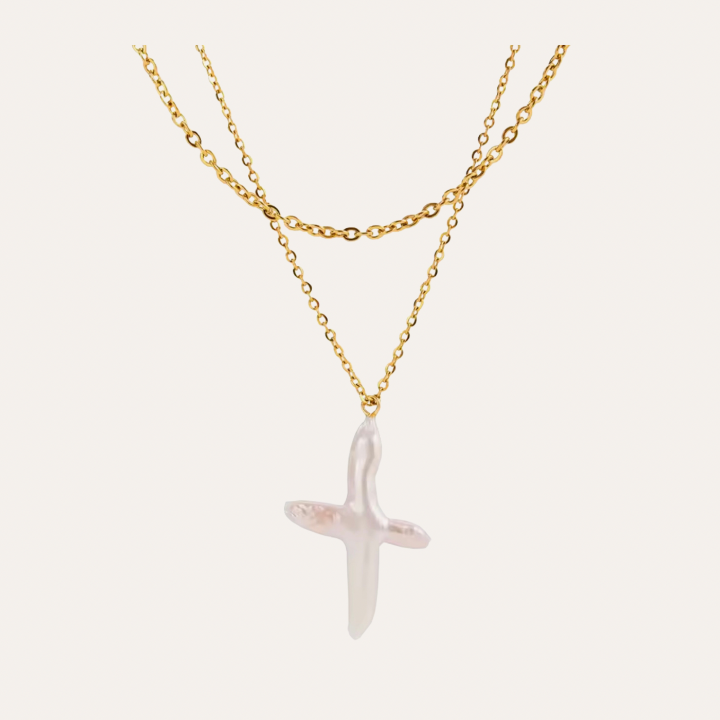 Fresh Water Pearl Cross Necklace